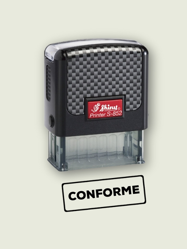 Sello de empresa con fórmula comercial "Conforme" Shiny Printer S-852