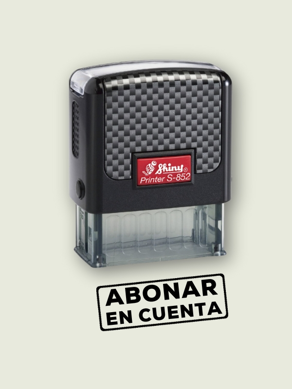 Sello de empresa con fórmula comercial "Abonar en cuenta" Shiny Printer S-852