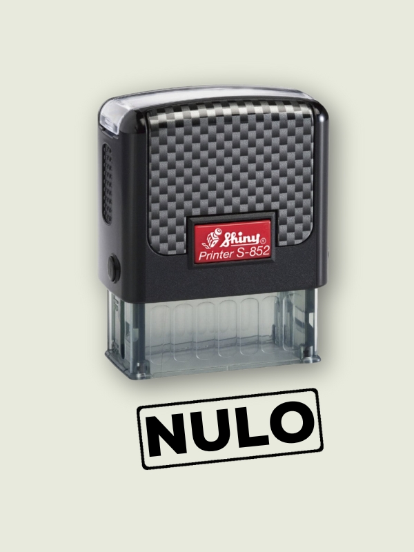 Sello de empresa con fórmula comercial "Nulo" Shiny Printer S-852